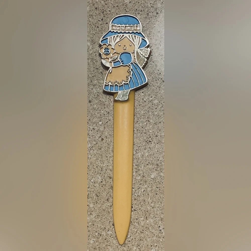 Vintage-Springbok Charming Girl Bookmark with Blue and Gold Accents
